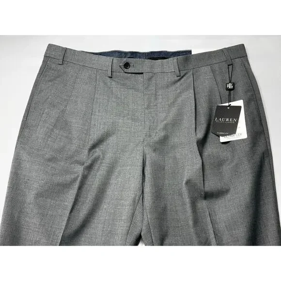 NWT Lauren Ralph Lauren Men's Classic Fit Wool Gray Dress Pants - Size 40x31.5 - Picture 4 of 9